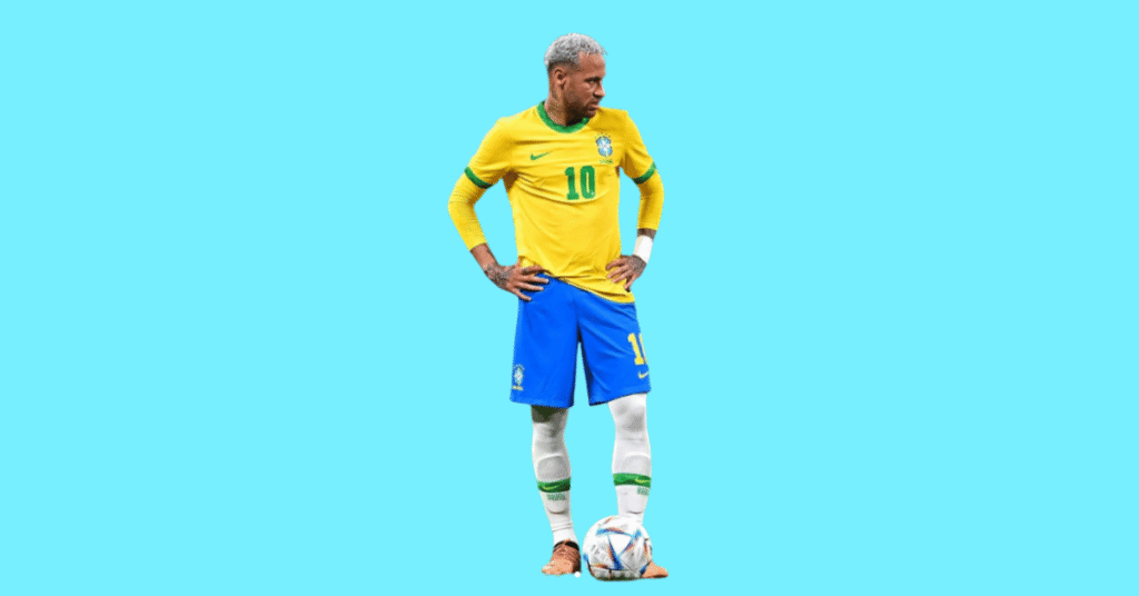 A full body picture of Neymar showing characteristics like height, age, and weight.