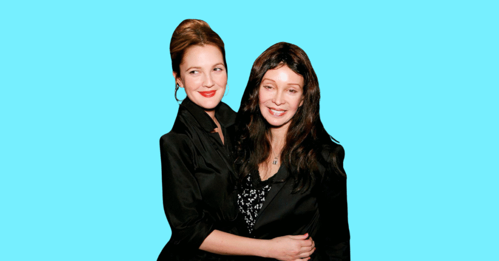Drew Barrymore's family members, including parents, in high resolution